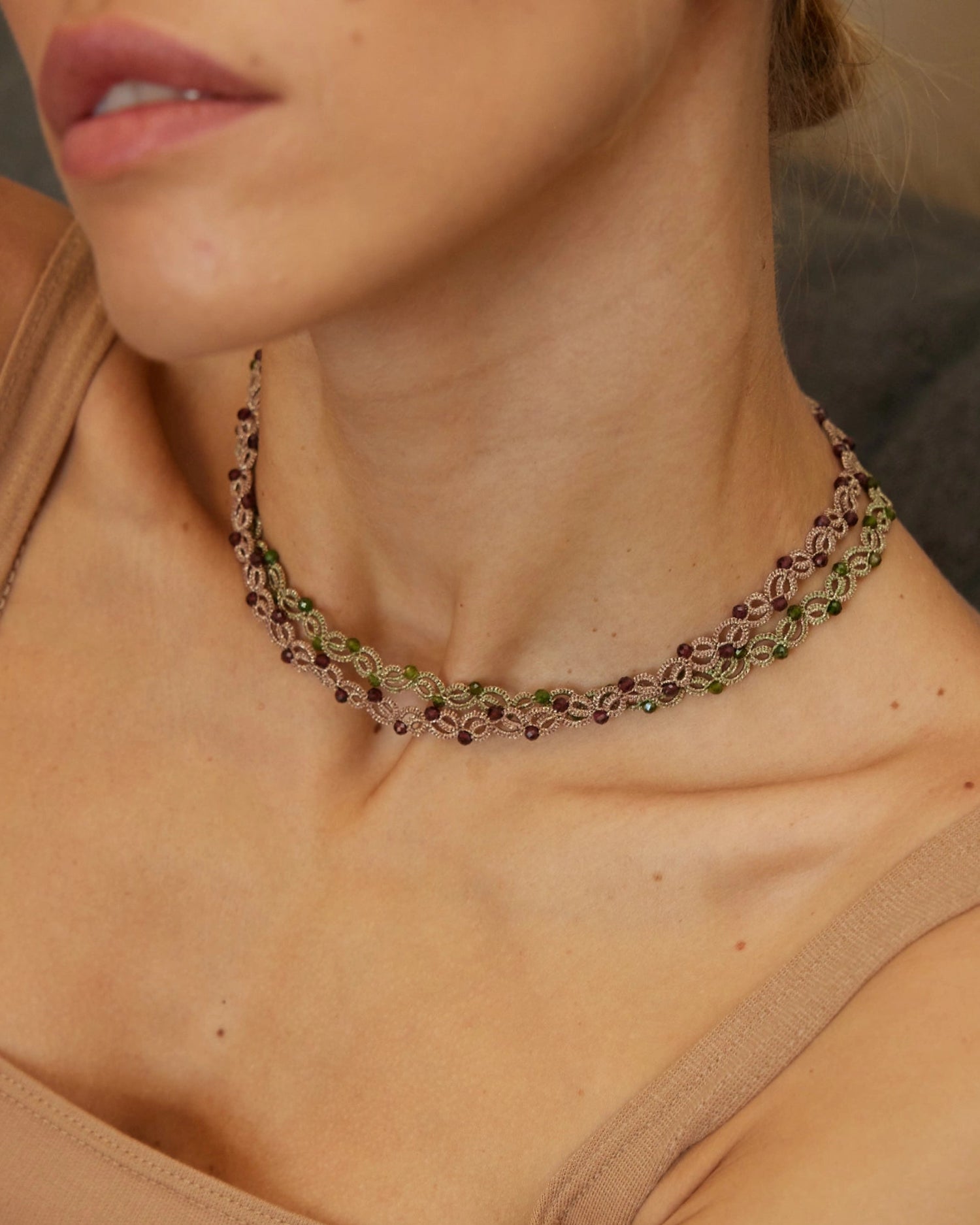 TENNIS GARNET NECKLACE - LORINA BALTEANU