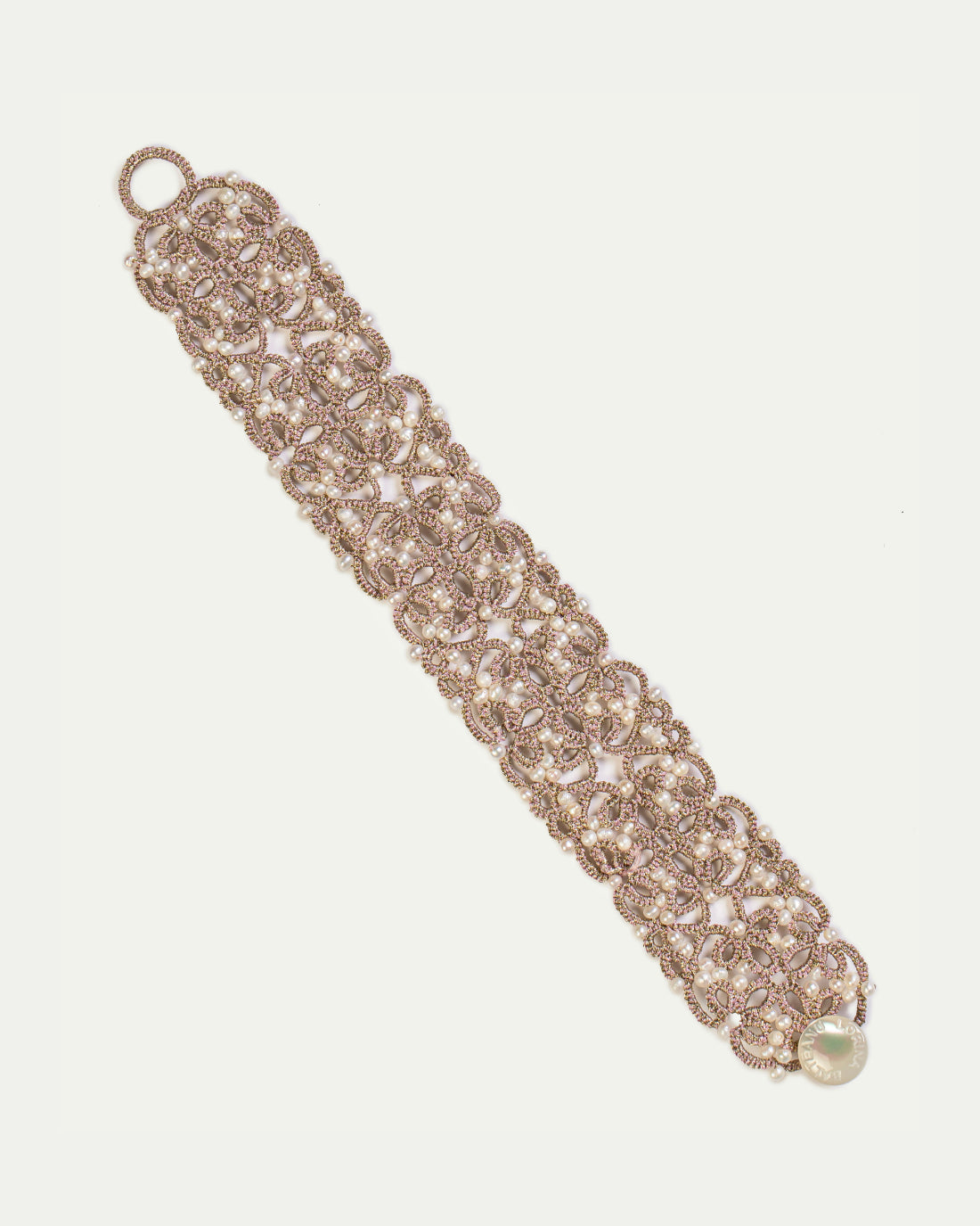 ALEA BRACELET in Silk, Pearl, Pearls color White detail view with classic and elegant design