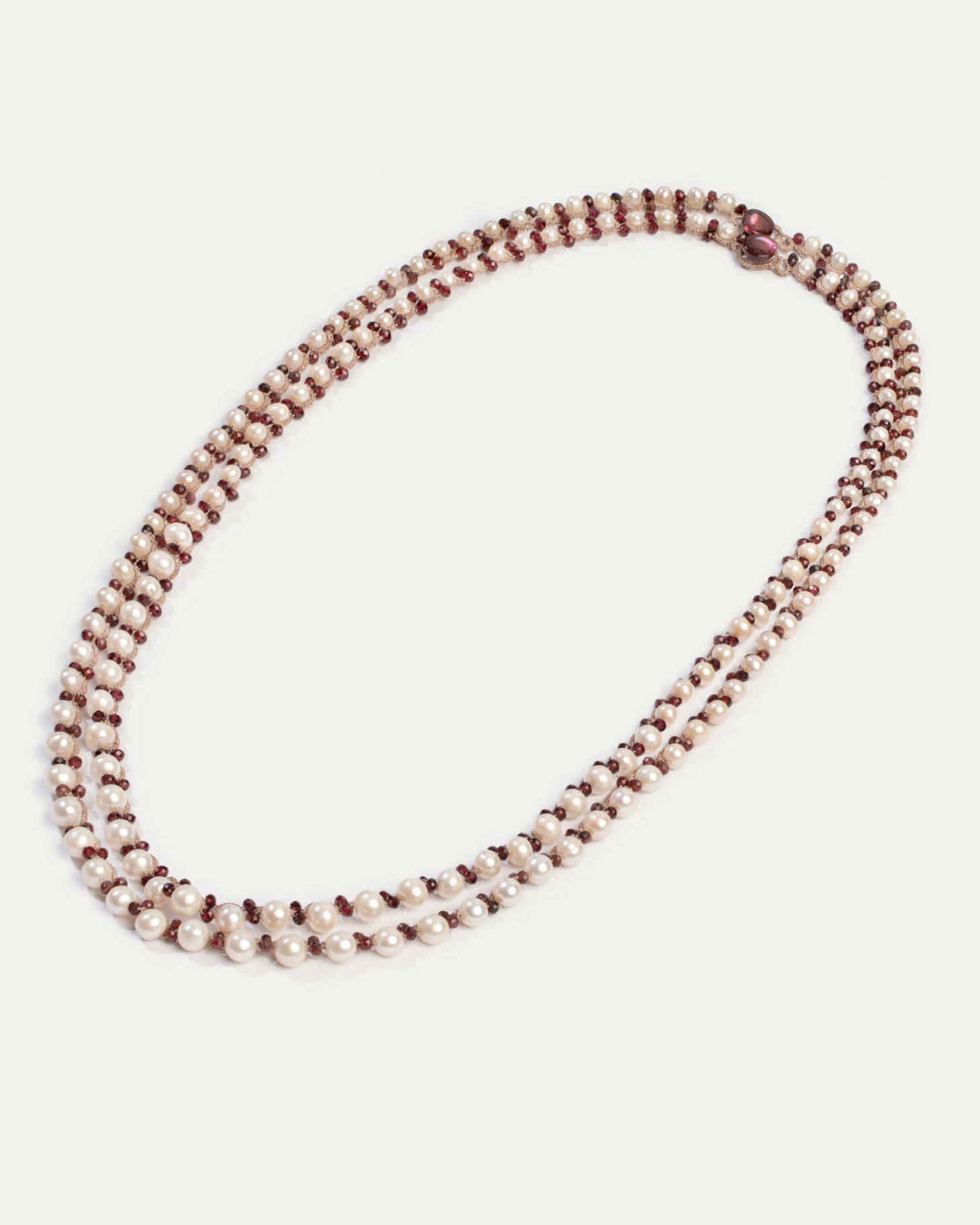 ATENA PENDANT in Silk, Pearl, Pearls color Red perspective view with exceptional quality and modern design