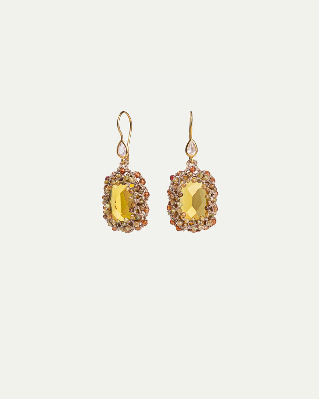 CONSTANCE EARRINGS in Silk, Gold, Silver color Gold detail view with classic and elegant design