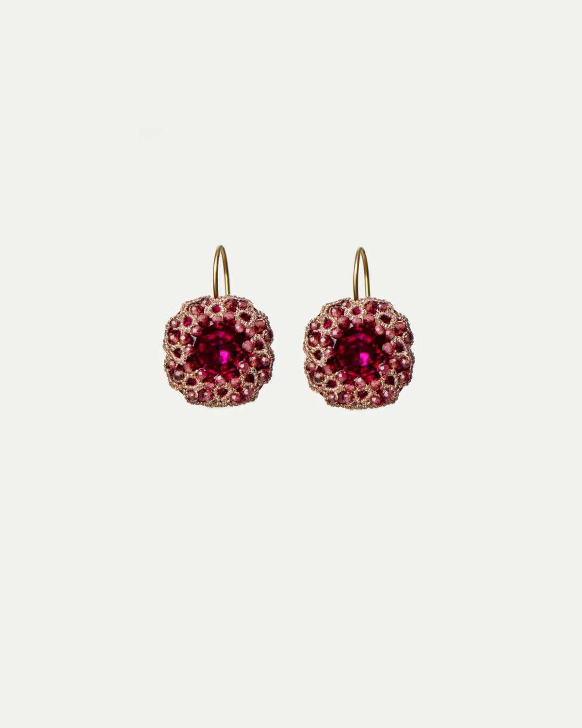 DANI EARRINGS in Silk, Gold, Silver color Red front view with elegant and refined design
