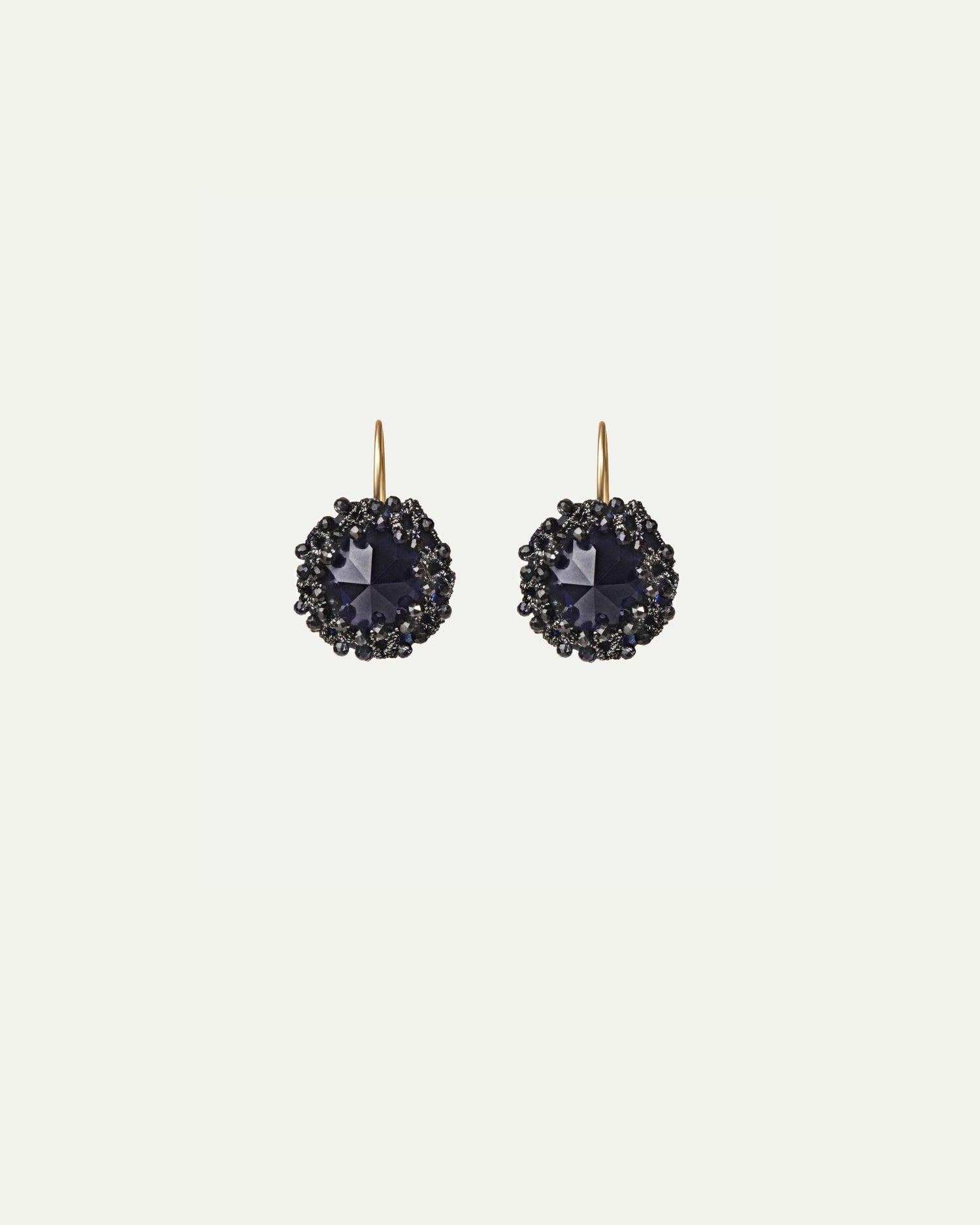 DOLLYTA EARRINGS in Silk, Gold, Silver color Black front view with elegant and refined design