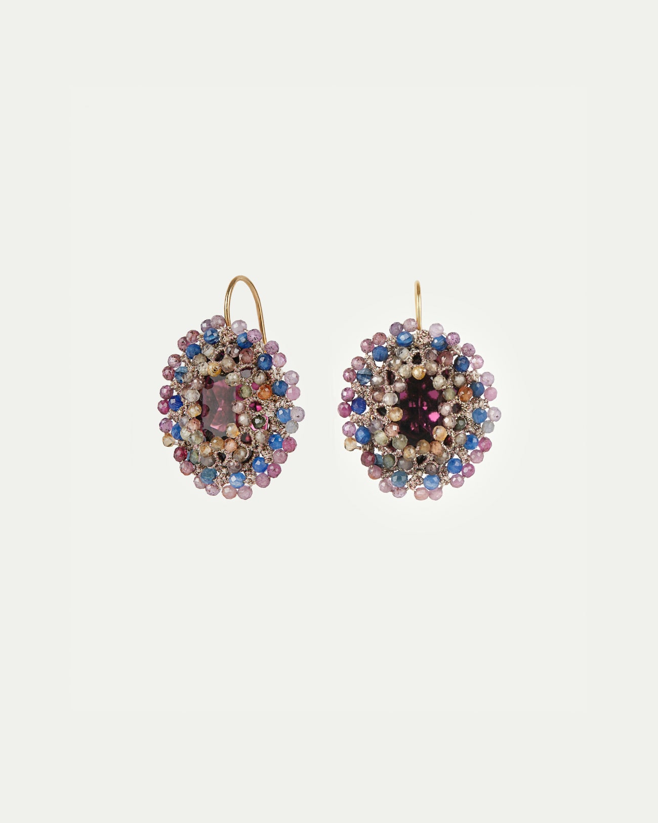 ECATERINA EARRINGS in Silk, Gold, Silver color Multicolor detail view with classic and elegant design