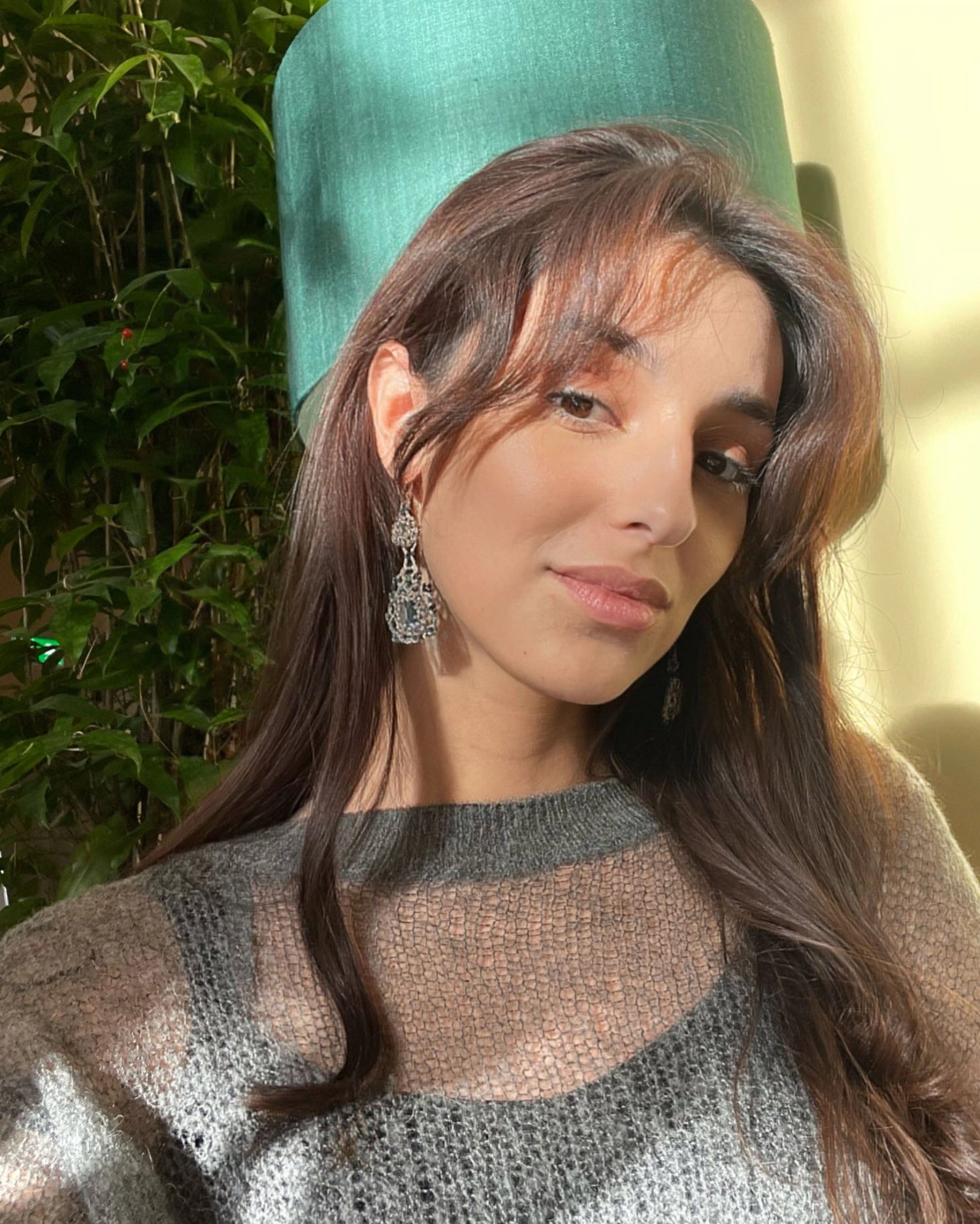 ELOISE EARRINGS in Silk, Gold, Silver color Blue close-up view with premium look and attention to detail