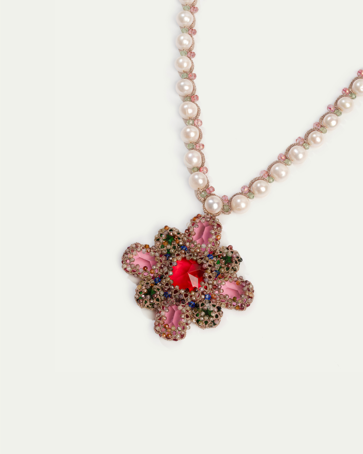 EVA PENDANT in Silk, Pearl, Pearls color Rose angle view with superior finishes and refined design
