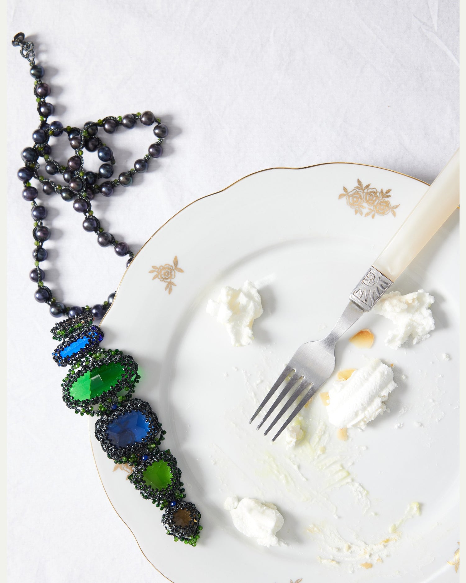 GIOVANNA PENDANT in Pearl, Pearls, Freshwater pearls color Black angle view with superior finishes and refined design