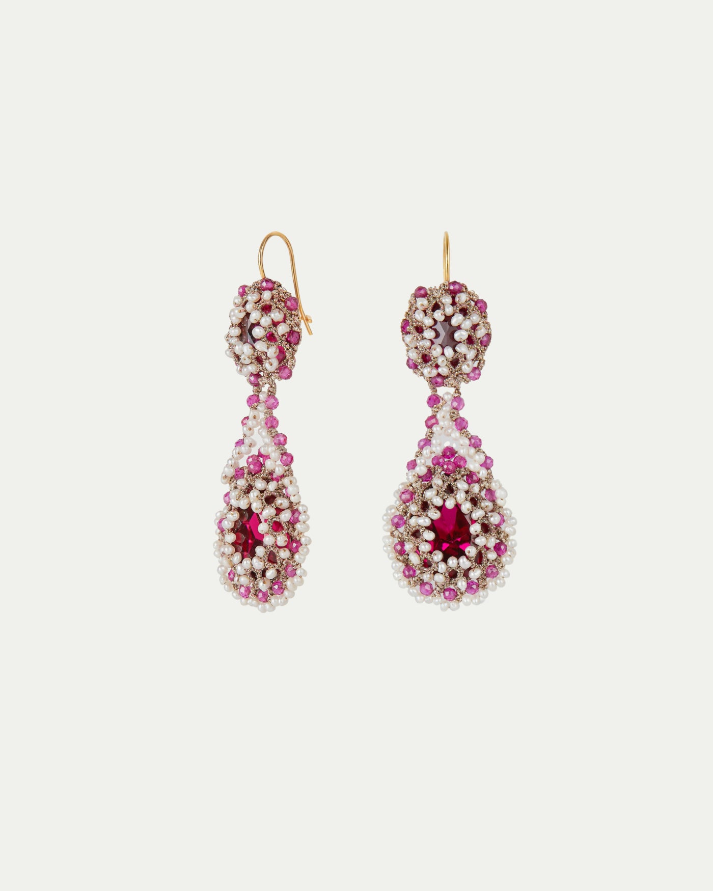 GRETA EARRINGS in Silk, Gold, Silver color Rose detail view with classic and elegant design