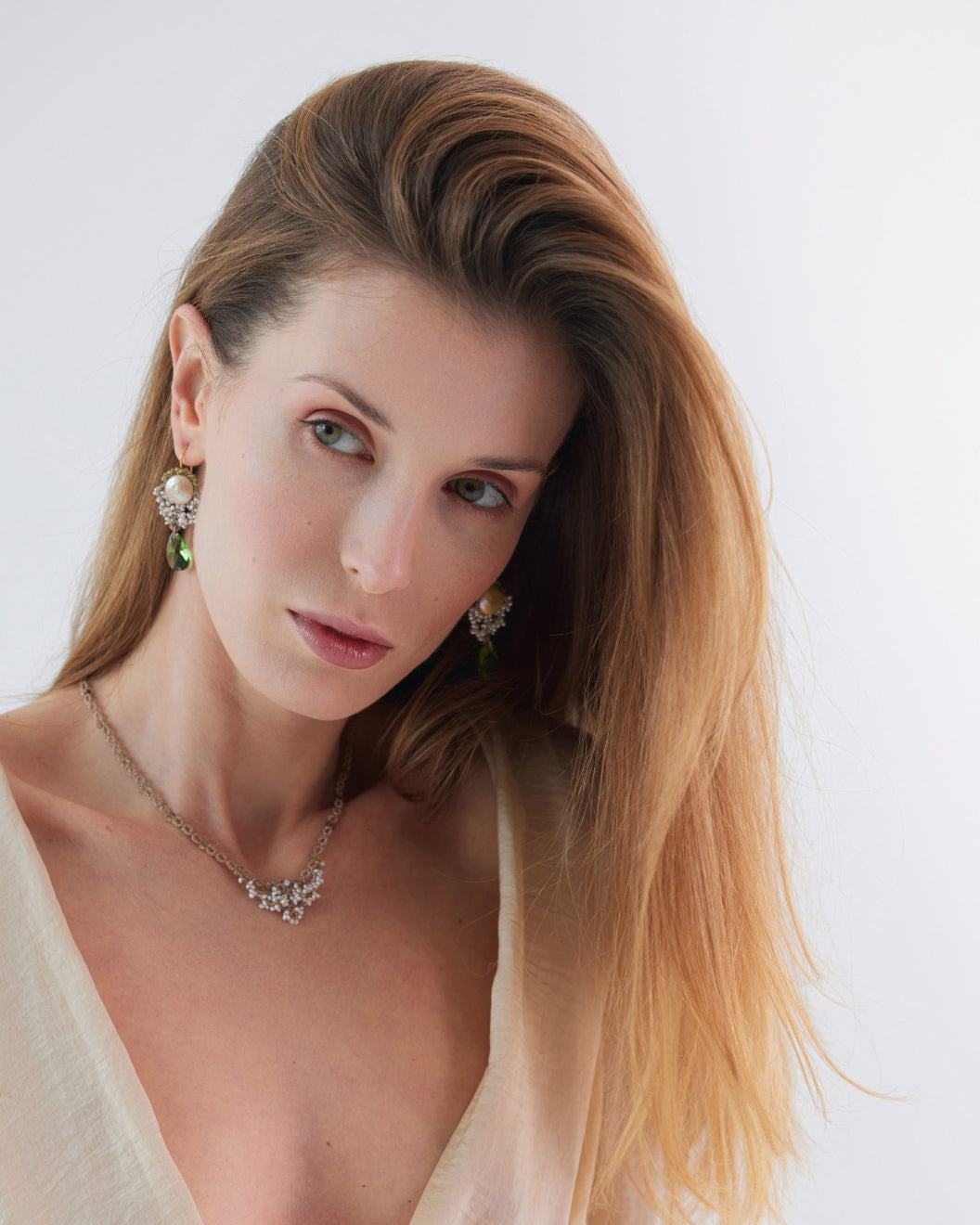 MERIBEL GREEN GARNET EARRINGS - LORINA BALTEANU
