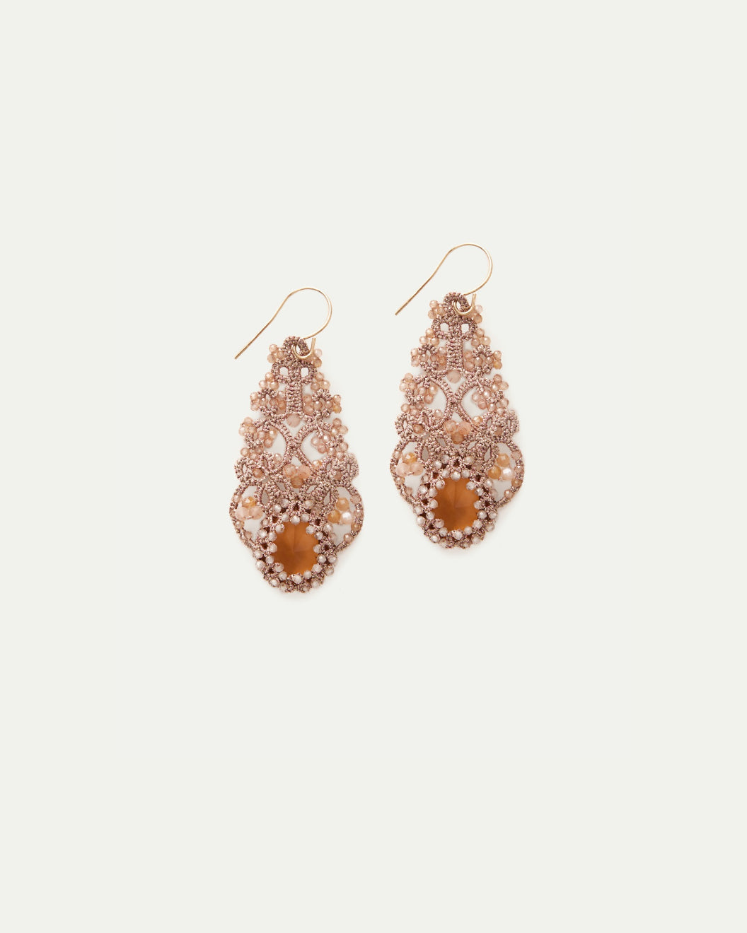 ROZALINA EARRINGS in Silk, Gold, Silver color Gold side view with decorative details and quality finishes