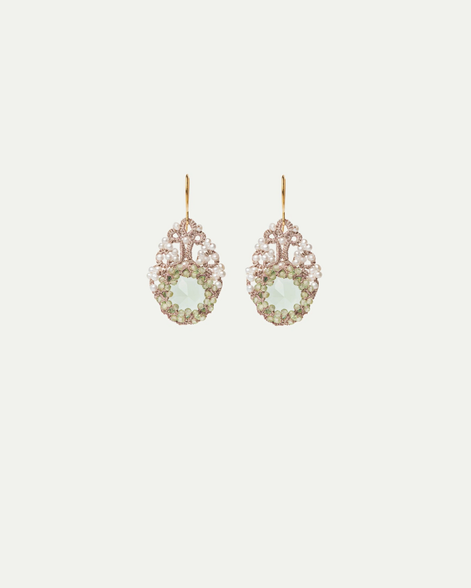 SISSI EARRINGS in Gold, Silver, Pearls color White front view with elegant and refined design