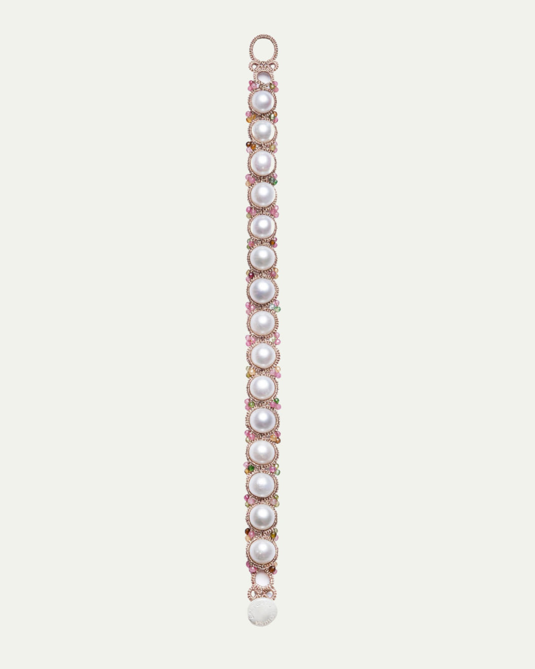 SOLO BRACELET in Silk, Pearl, Pearls color White side view with decorative details and quality finishes