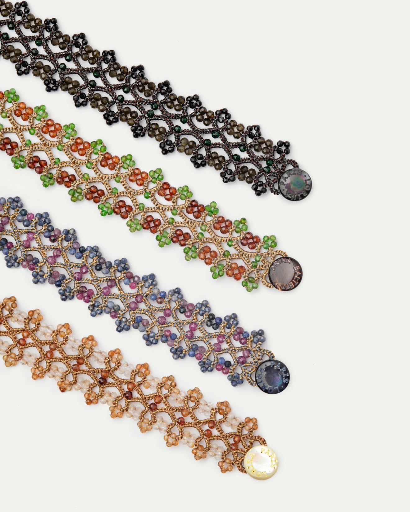 SOPHIE BRACELET in Silk, Pearl, Tourmaline color Black close-up view with premium look and attention to detail