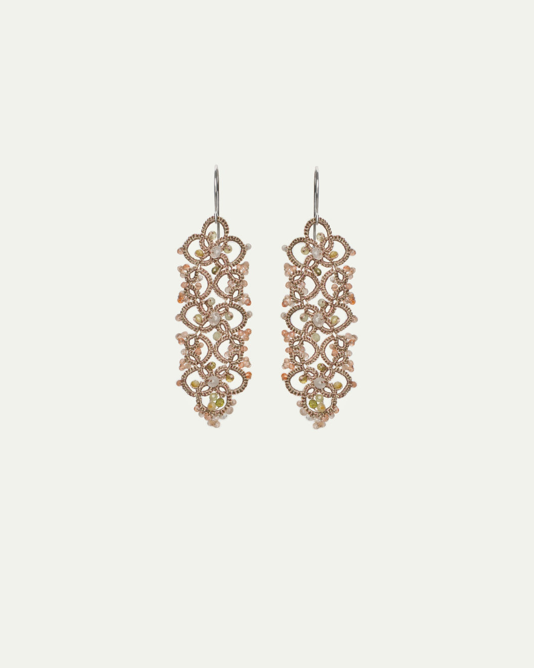 VINTAJ EARRINGS in Silk, Silver, Garnet color Gold side view with decorative details and quality finishes