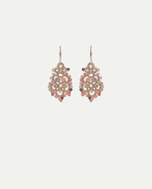 TALIA DONNA EARRINGS in Silk, Gold, Silver color Multicolor side view with decorative details and quality finishes