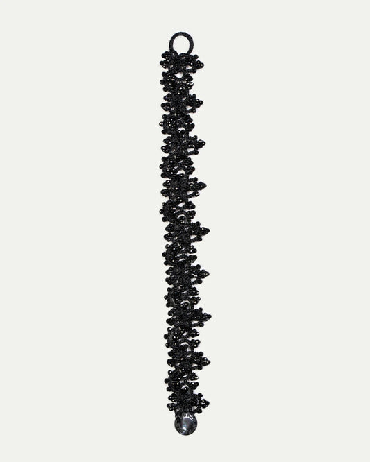 AIRA BRACELET in Silk, Pearl color Black front view with elegant and refined design