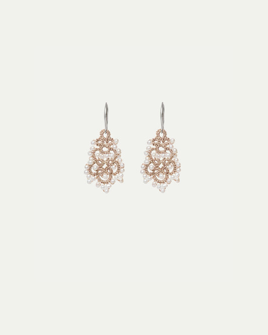 ALEA DONNA EARRINGS in Silk, Silver, Pearls color White with elegant and refined design
