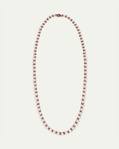 ATENA PENDANT in Silk, Pearl, Pearls color Red close-up view with premium look and attention to detail