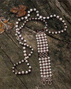 ATENA PENDANT in Silk, Pearl, Pearls color Red angle view with superior finishes and refined design