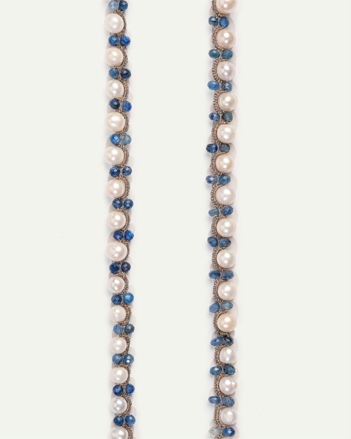 ATENA PENDANT in Silk, Pearl, Pearls color Blue angle view with superior finishes and refined design