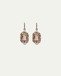 AUDREY EARRINGS in Silk, Gold, Silver color Gold side view with decorative details and quality finishes