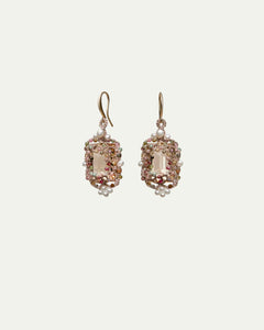 AUDREY EARRINGS in Silk, Gold, Silver color Gold detail view with classic and elegant design