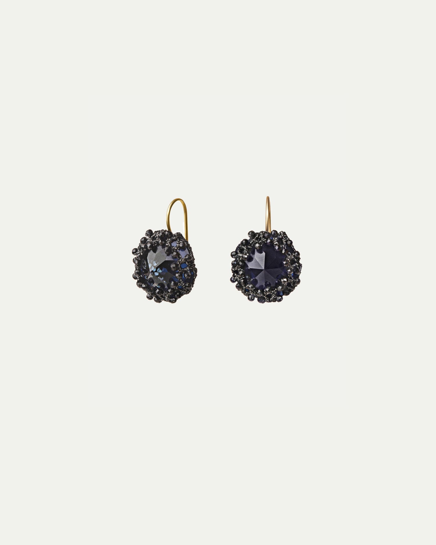 DOLLYTA EARRINGS in Silk, Gold, Silver color Black detail view with classic and elegant design
