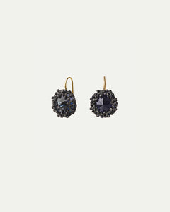 DOLLYTA EARRINGS in Silk, Gold, Silver color Black detail view with classic and elegant design