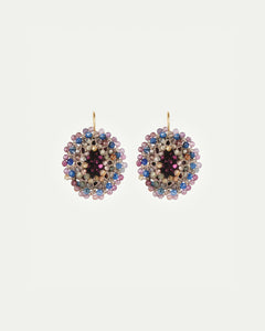 ECATERINA earrings with multicolored sapphires, kyanite, crystal, gold-plated silver hooks.