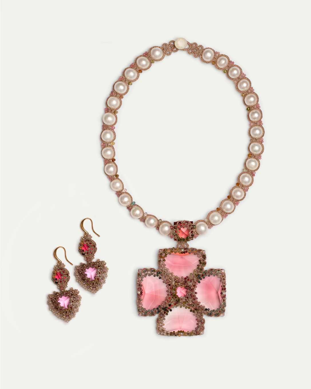 ELLA EARRINGS in Silk, Gold, Silver color Rose perspective view with exceptional quality and modern design