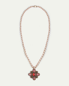 EVA PENDANT in Silk, Pearl, Pearls color Rose side view with decorative details and quality finishes