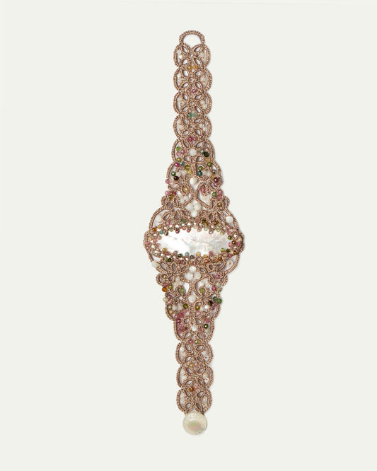 GABI BRACELET in Silk, Pearl, Pearls color White front view with elegant and refined design