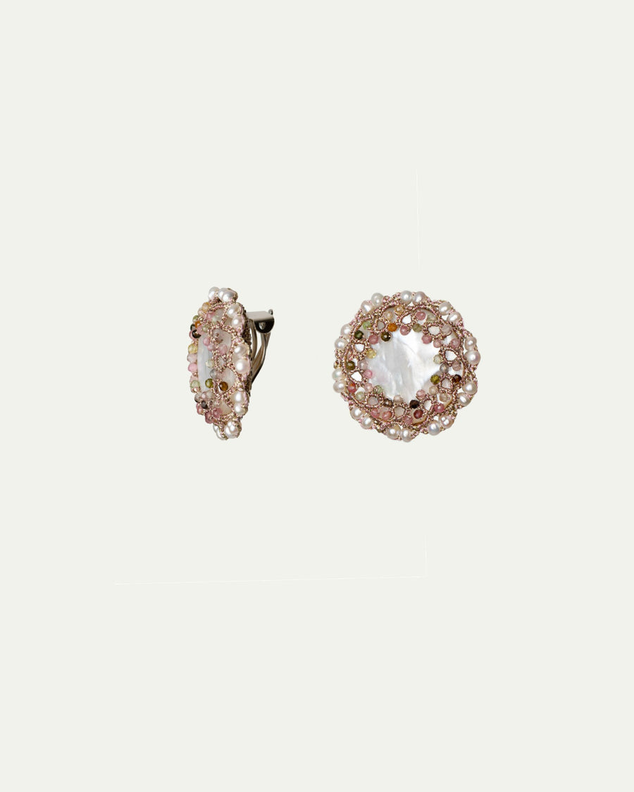 GABI EARRINGS in Silk, Pearl, Pearls color White perspective view with exceptional quality and modern design