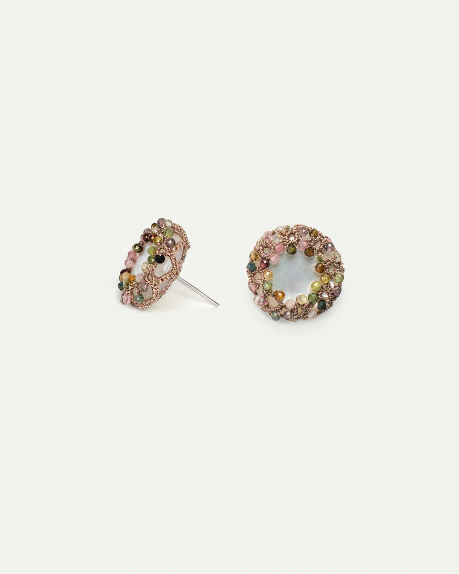 GABI EARRINGS in Silk, Pearl, Pearls color White front view with elegant and refined design