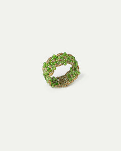 GALIA RING in Silk color Green close-up view with premium look and attention to detail