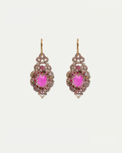 HERA EARRINGS in Silk, Gold, Silver color Rose front view with elegant and refined design
