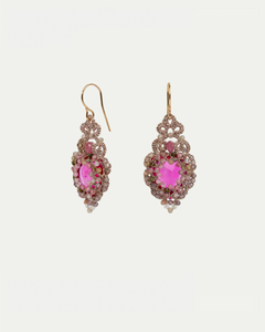 HERA EARRINGS in Silk, Gold, Silver color Rose detail view with classic and elegant design