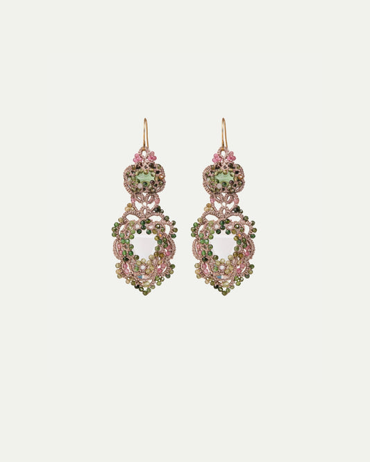 INESSE EARRINGS in Silk, Gold, Silver color Multicolor front view with elegant and refined design
