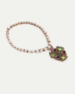 LYDIA NECKLACE in Silk, Pearl, Pearls color Green perspective view with exceptional quality and modern design