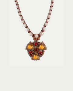 LYDIA NECKLACE in Silk, Pearl, Pearls color Yellow perspective view with exceptional quality and modern design