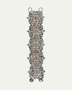 MARBELLA BRACELET in Silk, Pearl, Tourmaline color Blue front view with elegant and refined design