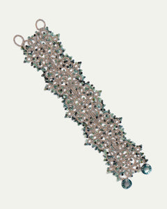 MARBELLA BRACELET in Silk, Pearl, Tourmaline color Blue detail view with classic and elegant design