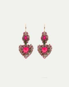 ELLA EARRINGS in Silk, Gold, Silver color Red side view with decorative details and quality finishes
