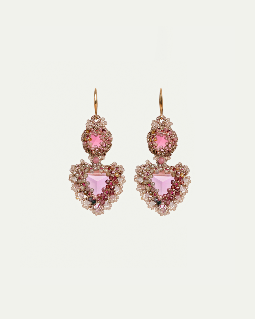 ELLA EARRINGS in Silk, Gold, Silver color Rose front view with elegant and refined design