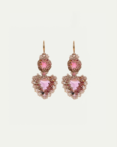ELLA EARRINGS in Silk, Gold, Silver color Rose front view with elegant and refined design