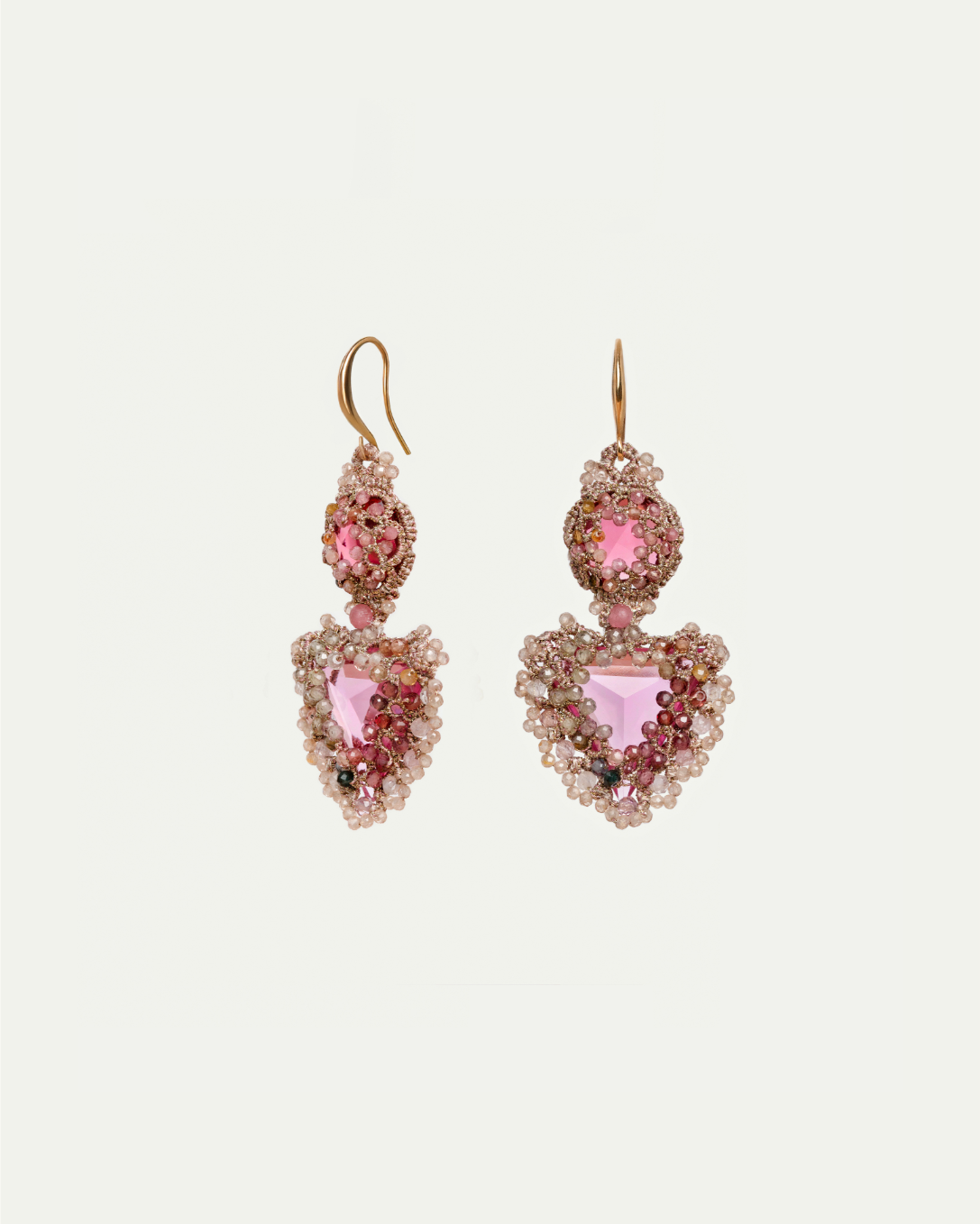 ELLA EARRINGS in Silk, Gold, Silver color Rose close-up view with premium look and attention to detail