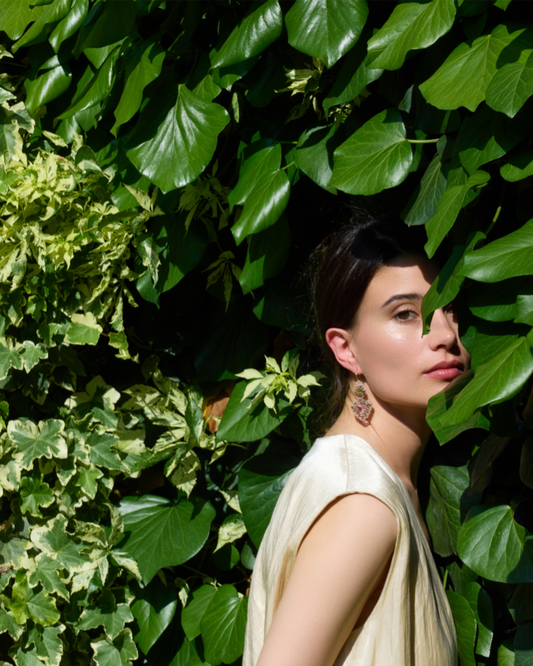 ELLA EARRINGS in Silk, Gold, Silver color Rose angle view with superior finishes and refined design