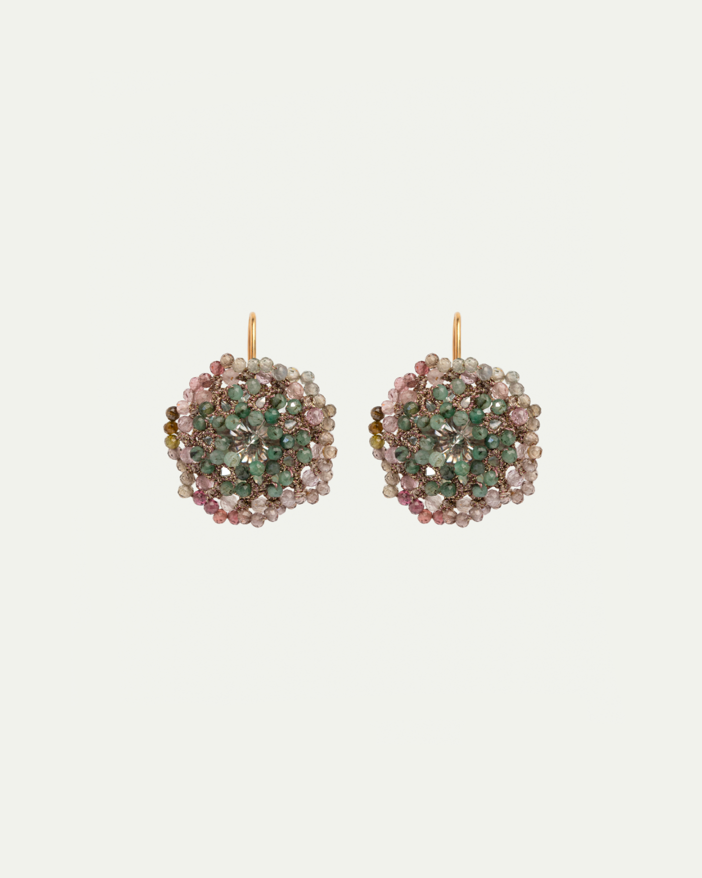 PHOEBE EARRINGS in Silk, Gold, Silver color Multicolor side view with decorative details and quality finishes