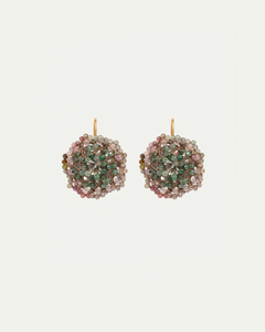 PHOEBE EARRINGS in Silk, Gold, Silver color Multicolor side view with decorative details and quality finishes