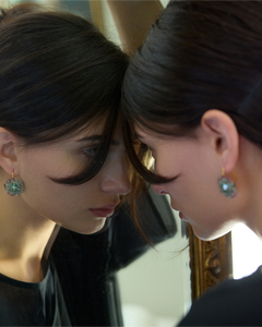 PHOEBE EARRINGS in Silk, Gold, Silver color Multicolor detail view with classic and elegant design