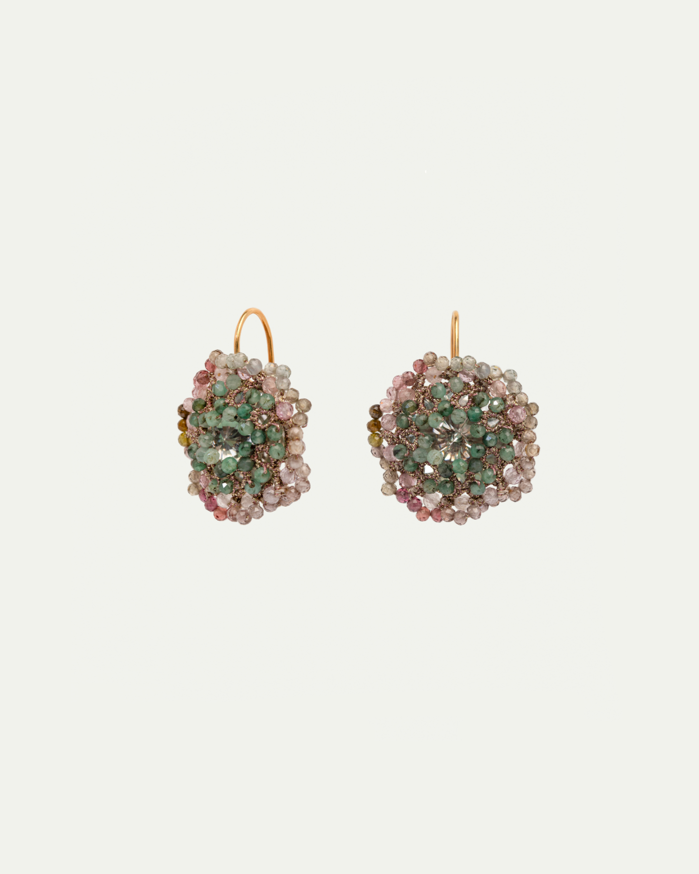 PHOEBE EARRINGS in Silk, Gold, Silver color Multicolor close-up view with premium look and attention to detail